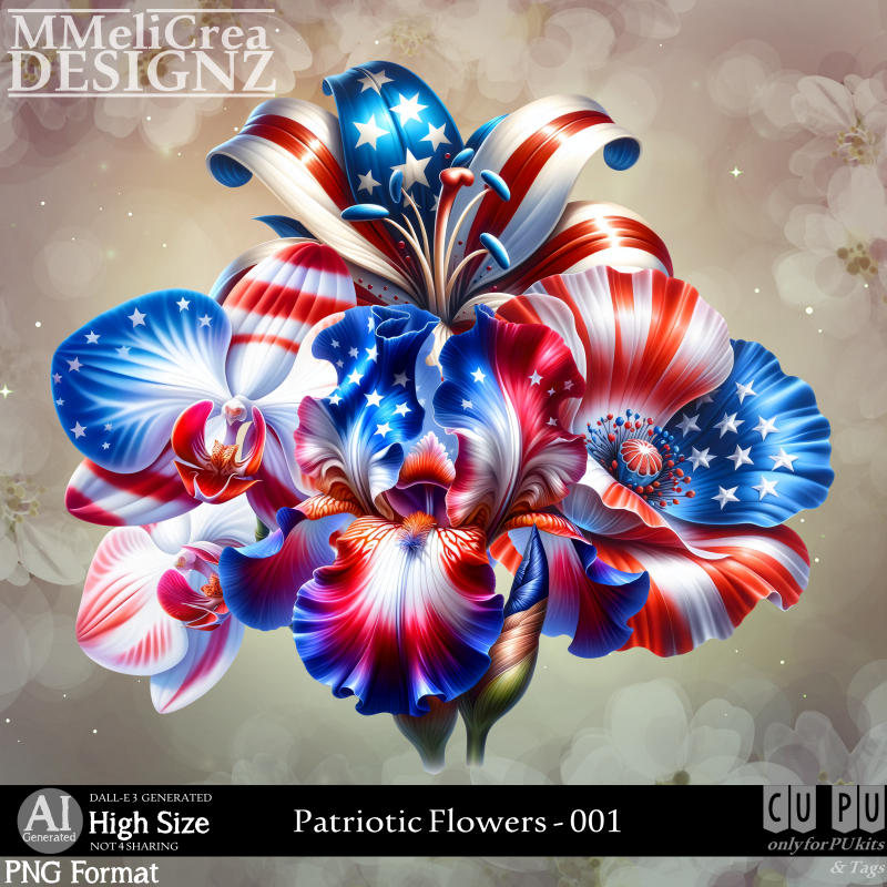 (image for) AI - Patriotic Flowers - CU001 (CU4PU/PNG/PACK)